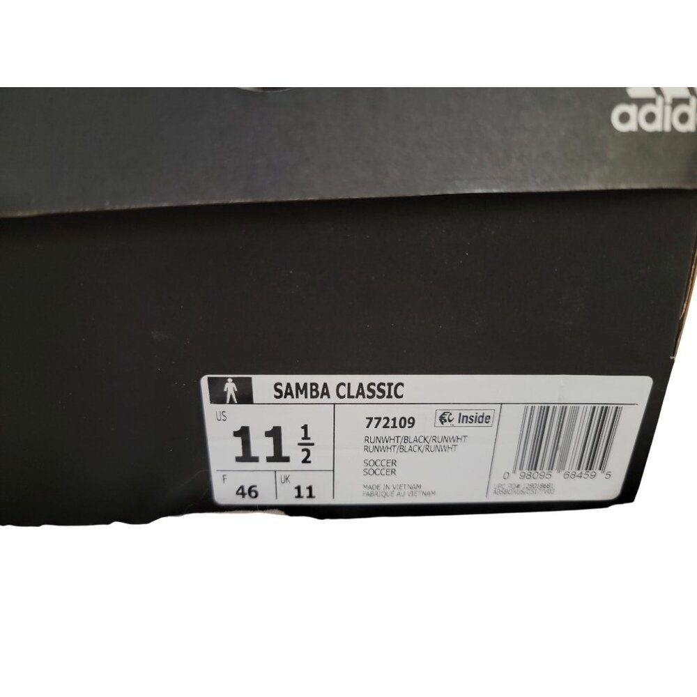 Adidas Samba Classic Mens Soccer Shoes Size 11.5 White & Black Leather - Picture 11 of 11